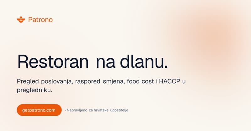 Patrono — restaurant crm operativni crm za ugostitelje. pregled poslovanja, raspored smjena, food cost i haccp iz jednog preglednika.